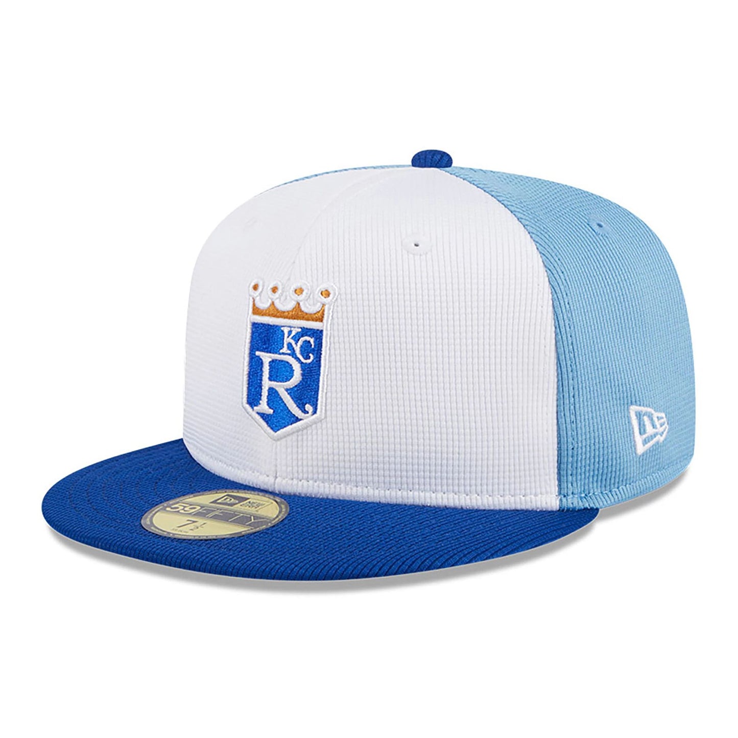 This is a Kansas City Royals MLB Batting Practice Blue 59FIFTY Fitted Cap 1