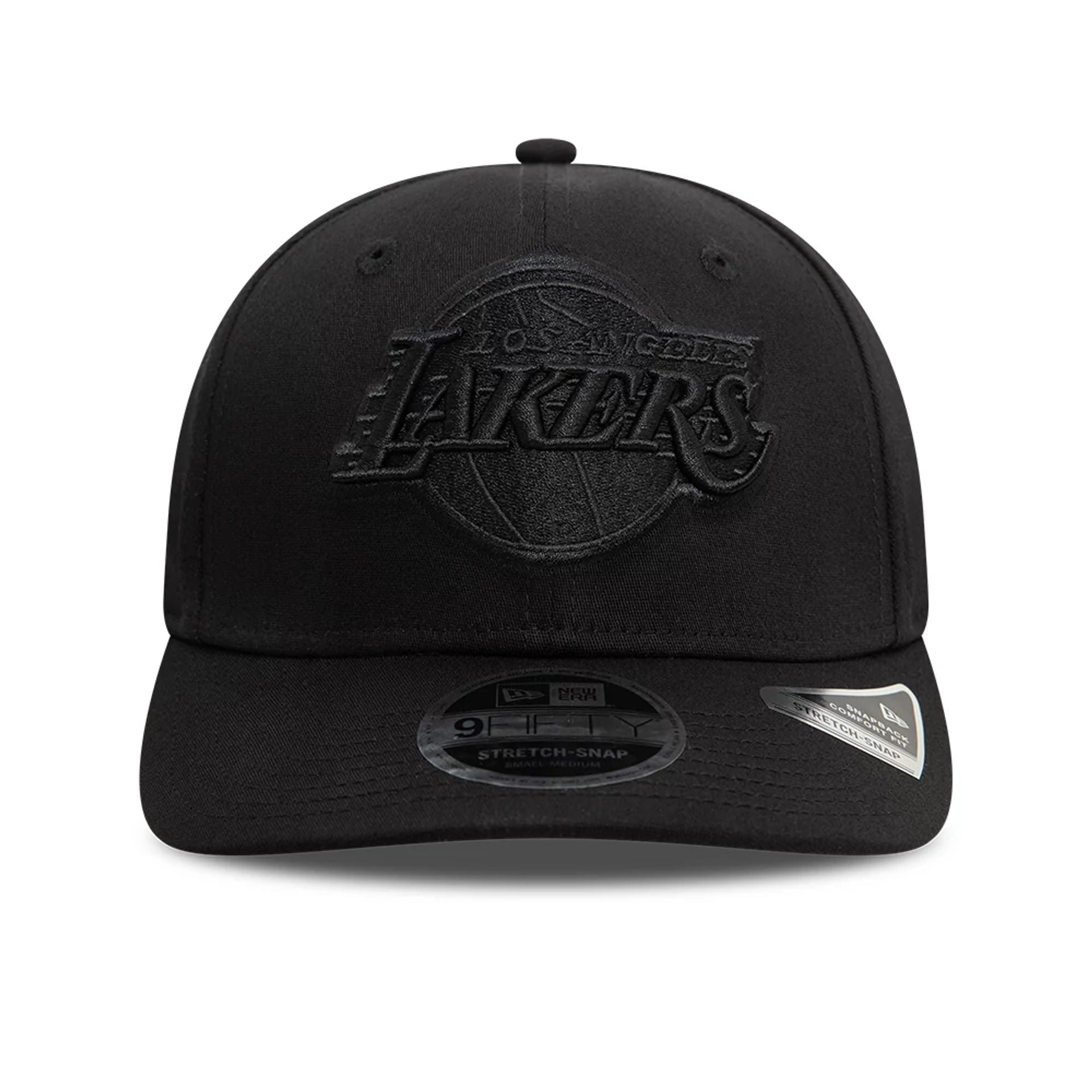 This is a LA Lakers Black On Black 9FIFTY Stretch Snap Cap 5