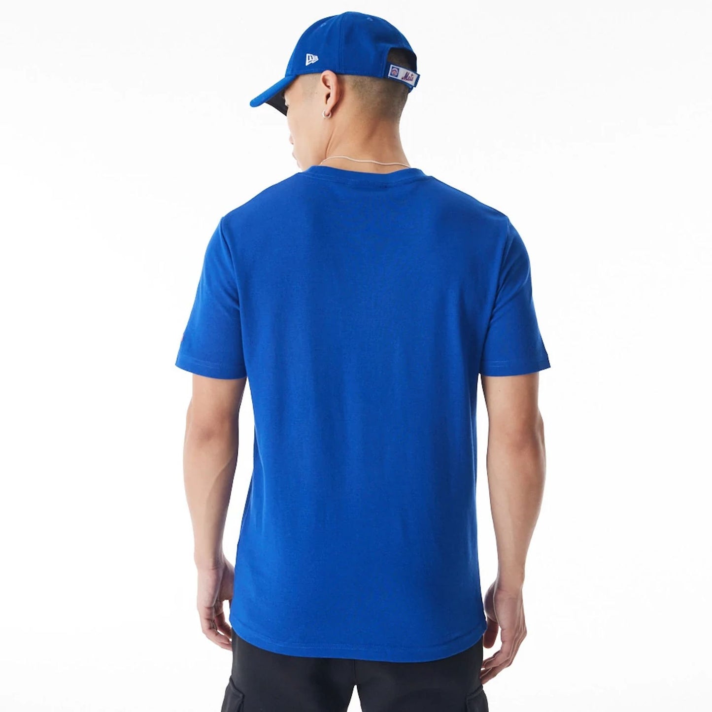 The Male model is wearing New York Mets MLB Batting Practice Blue T-Shirt 6