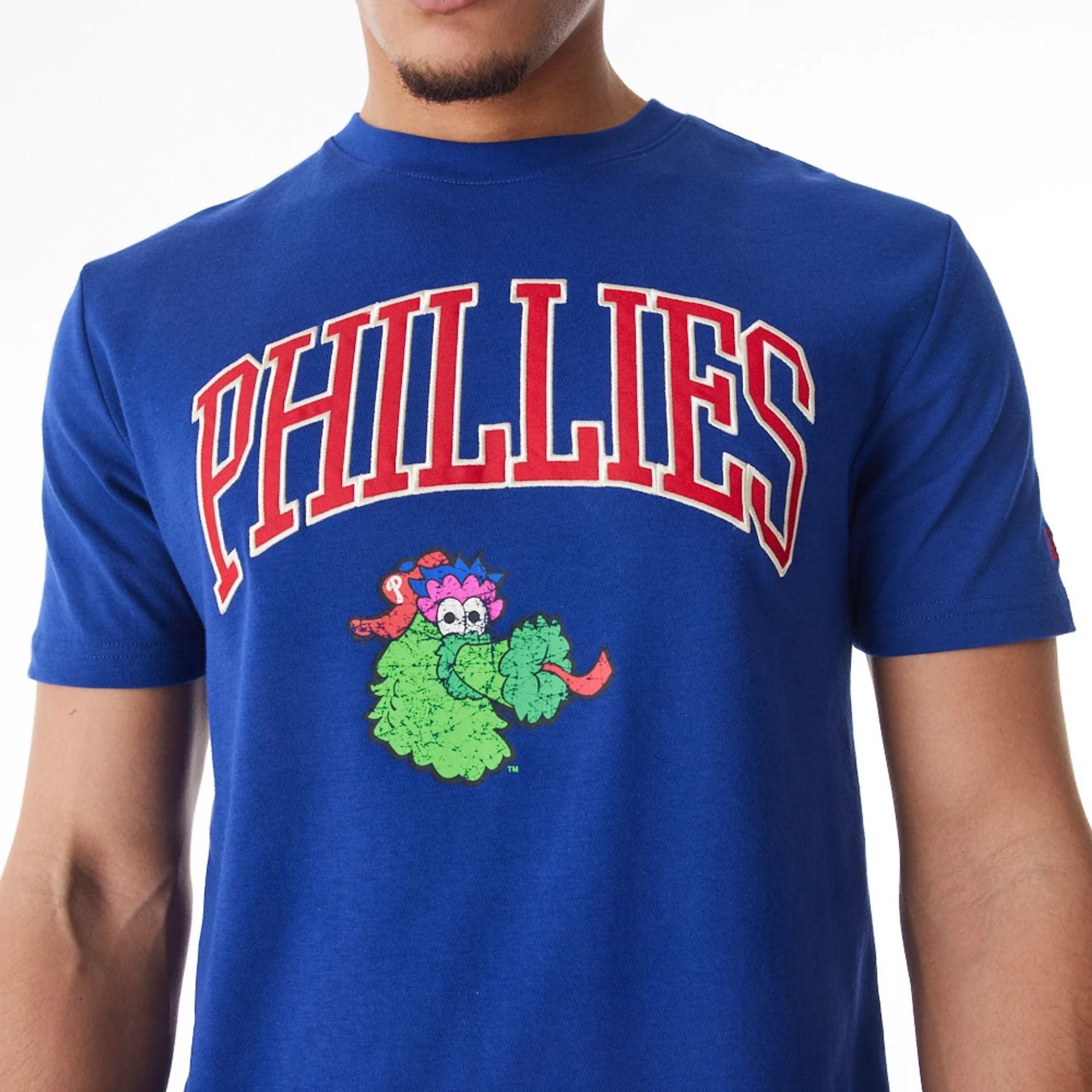 The Male model is wearing Philadelphia Phillies MLB Batting Practice Blue T-Shirt 2