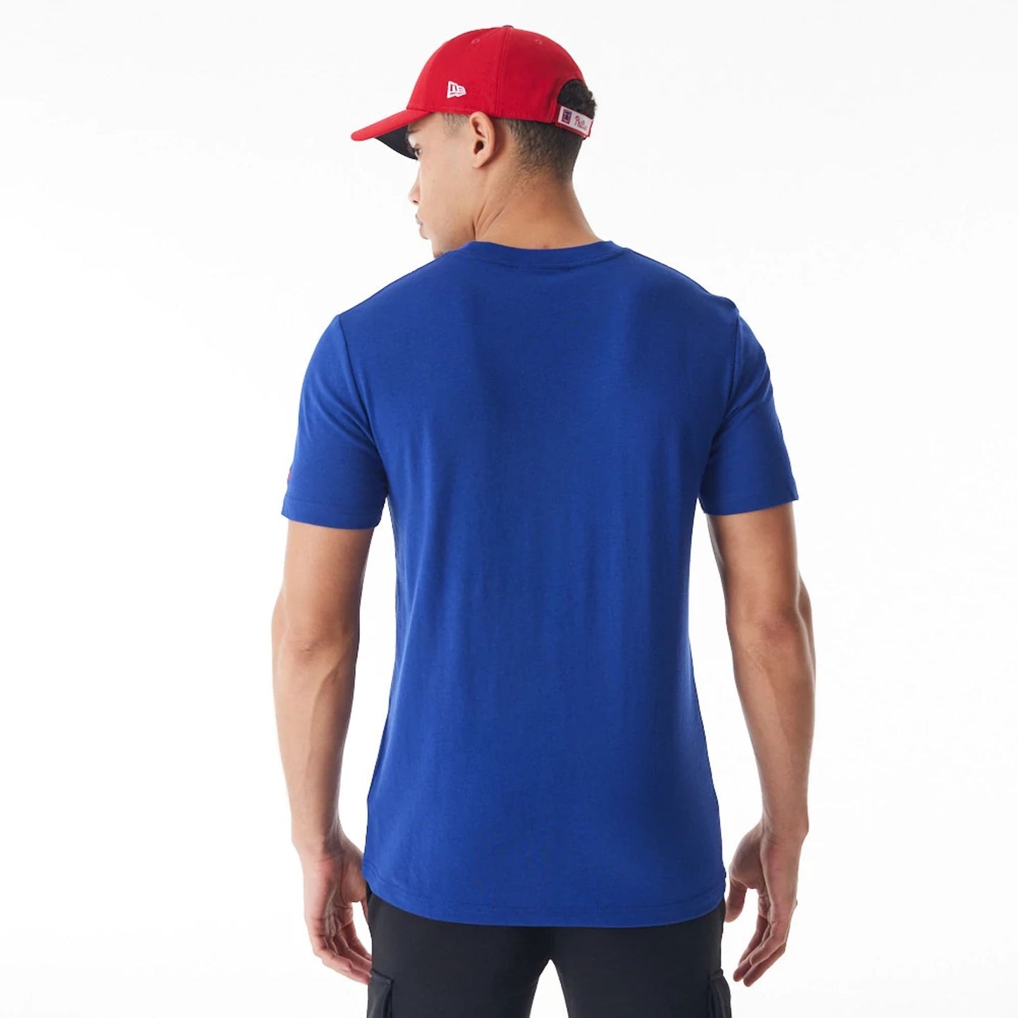 The Male model is wearing Philadelphia Phillies MLB Batting Practice Blue T-Shirt 5