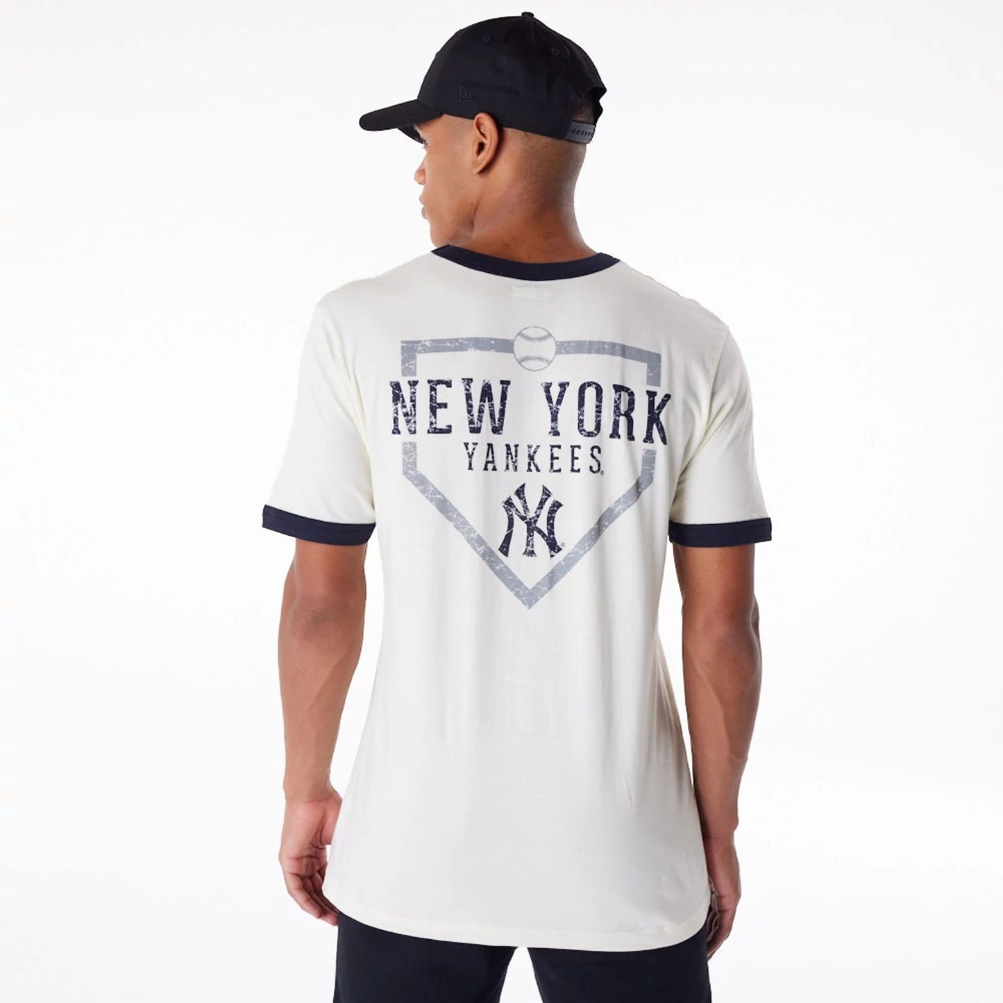 The Male model is wearing New York Yankees MLB Batting Practice White T-Shirt 5