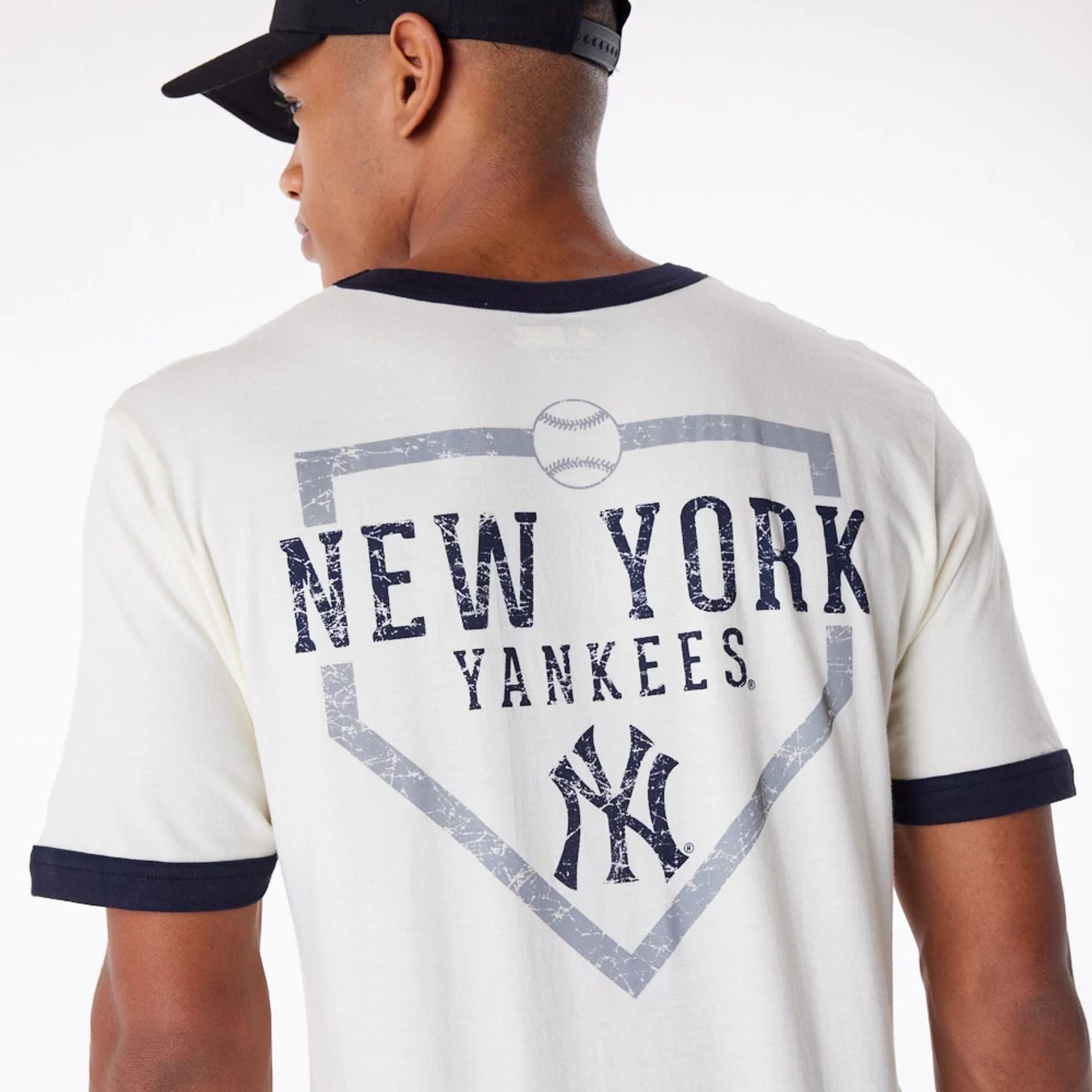 The Male model is wearing New York Yankees MLB Batting Practice White T-Shirt 2