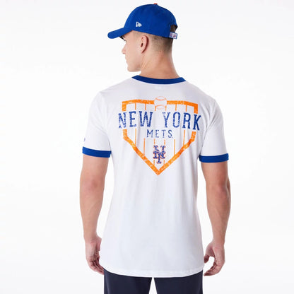 The Male model is wearing New York Mets MLB Batting Practice White T-Shirt 7