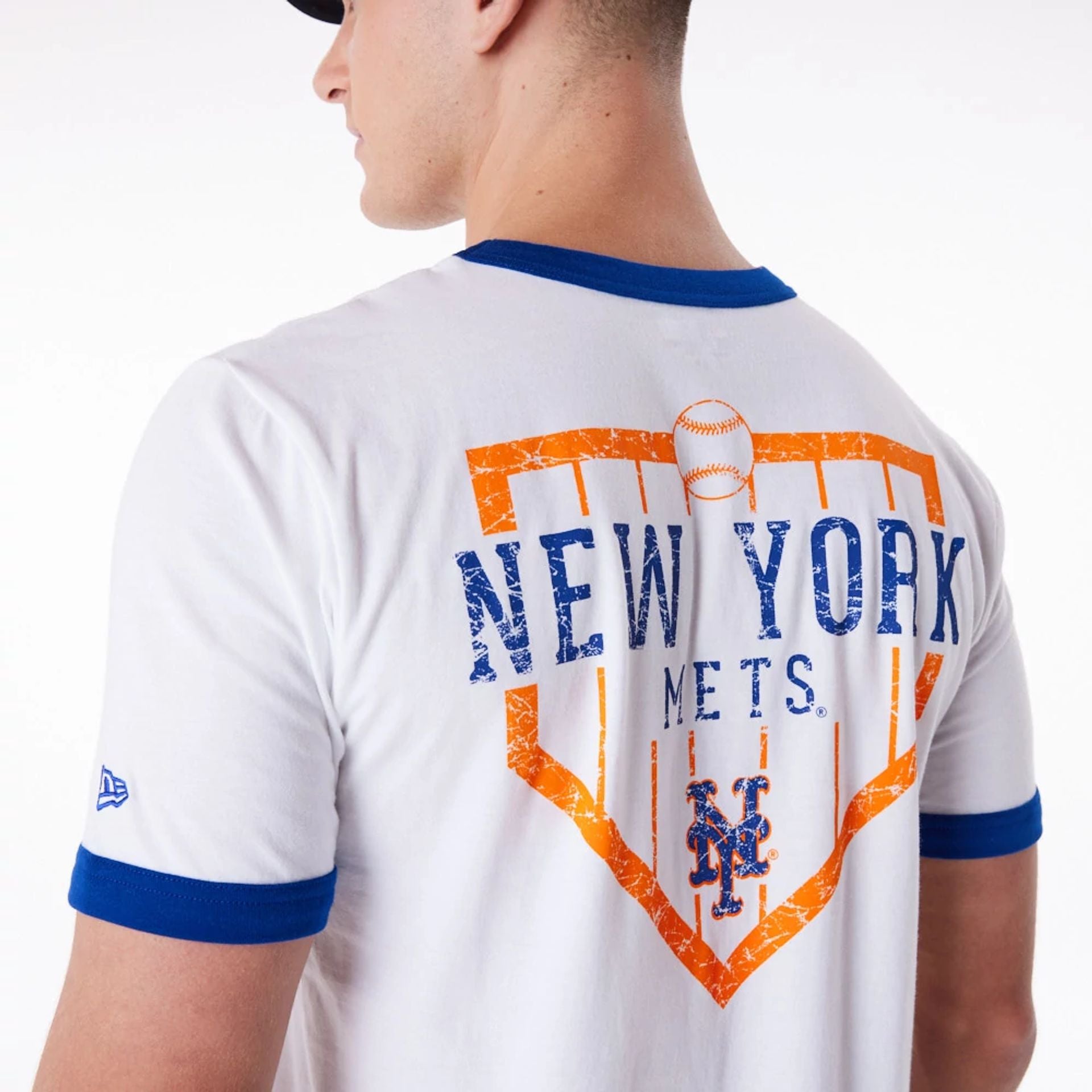 The Male model is wearing New York Mets MLB Batting Practice White T-Shirt 6