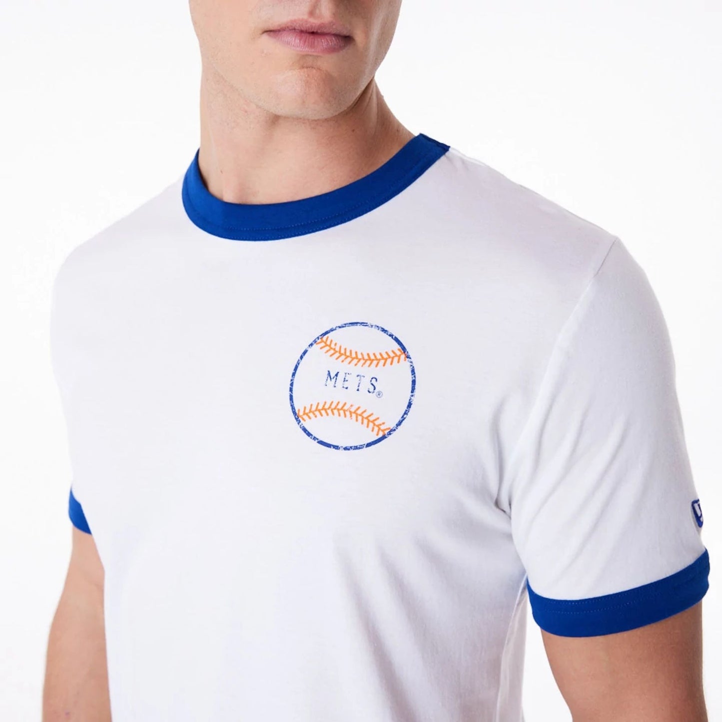 The Male model is wearing New York Mets MLB Batting Practice White T-Shirt 3