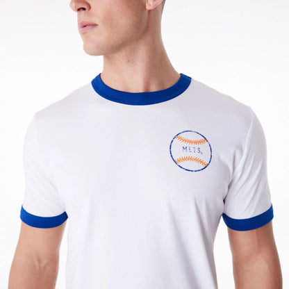 The Male model is wearing New York Mets MLB Batting Practice White T-Shirt 2