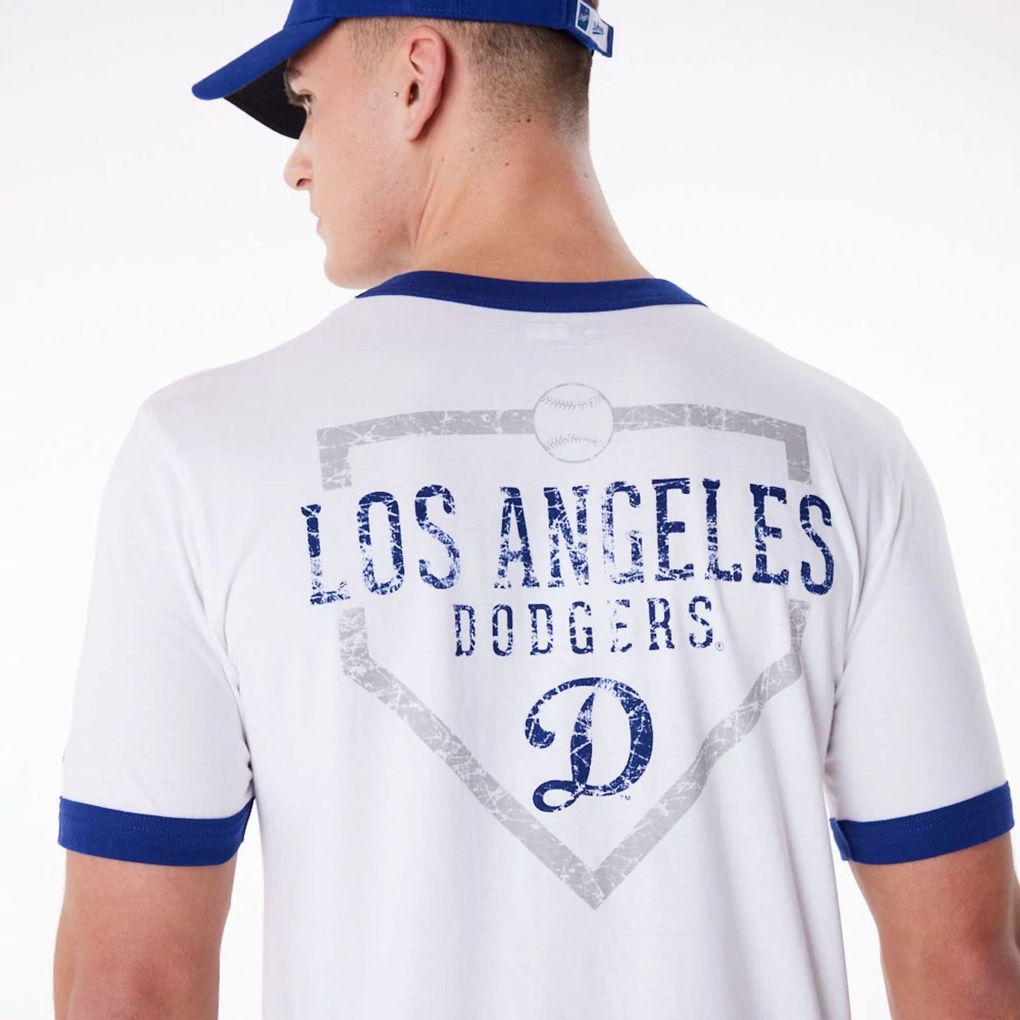 The Male model is wearing LA Dodgers MLB Batting Practice White T-Shirt 6