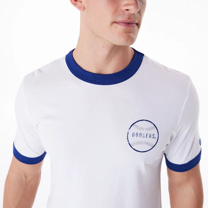 The Male model is wearing LA Dodgers MLB Batting Practice White T-Shirt 4