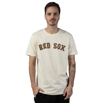 The Male model is wearing Boston Red Sox MLB Cord White T-Shirt 1