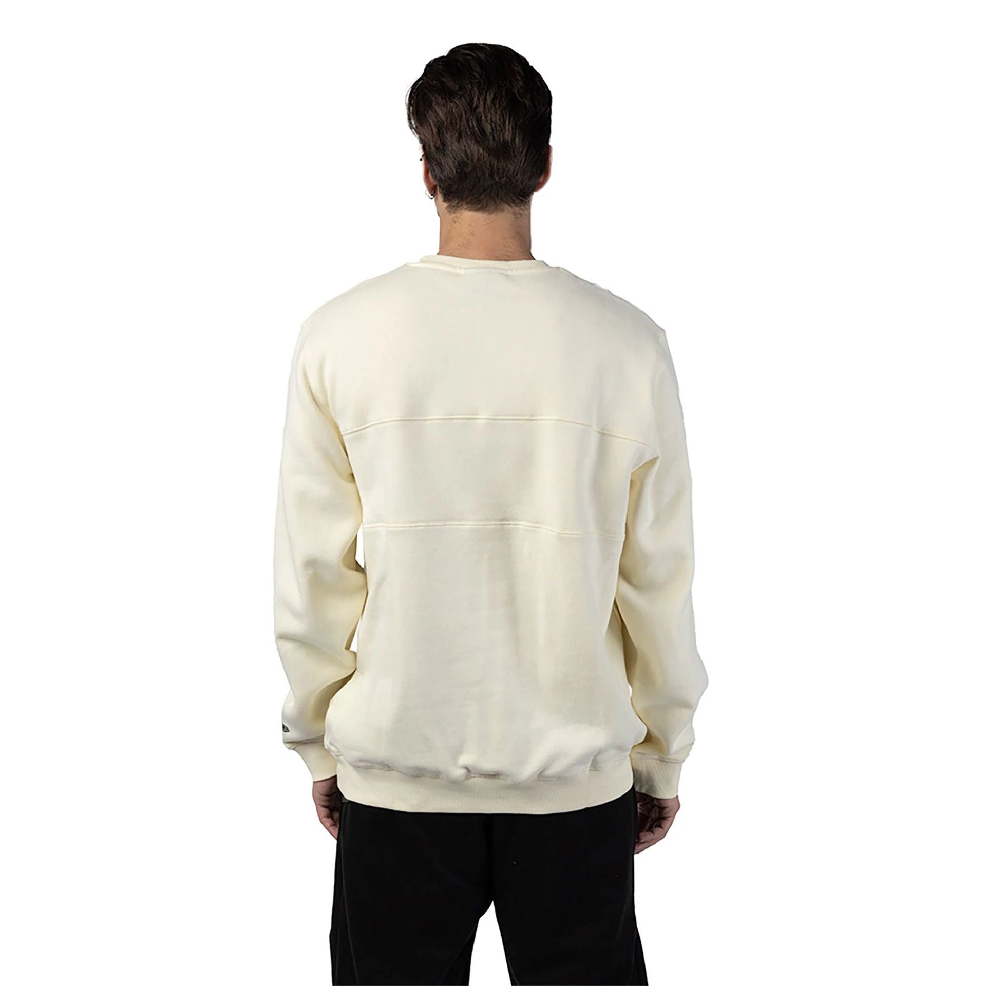 The Male model is wearing LA Dodgers MLB Cord White Crew Neck Sweatshirt 7