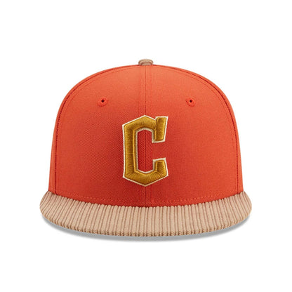 This is a Cleveland Guardians MLB Autumn Wheat Dark Orange 9FIFTY Snapback Cap 3