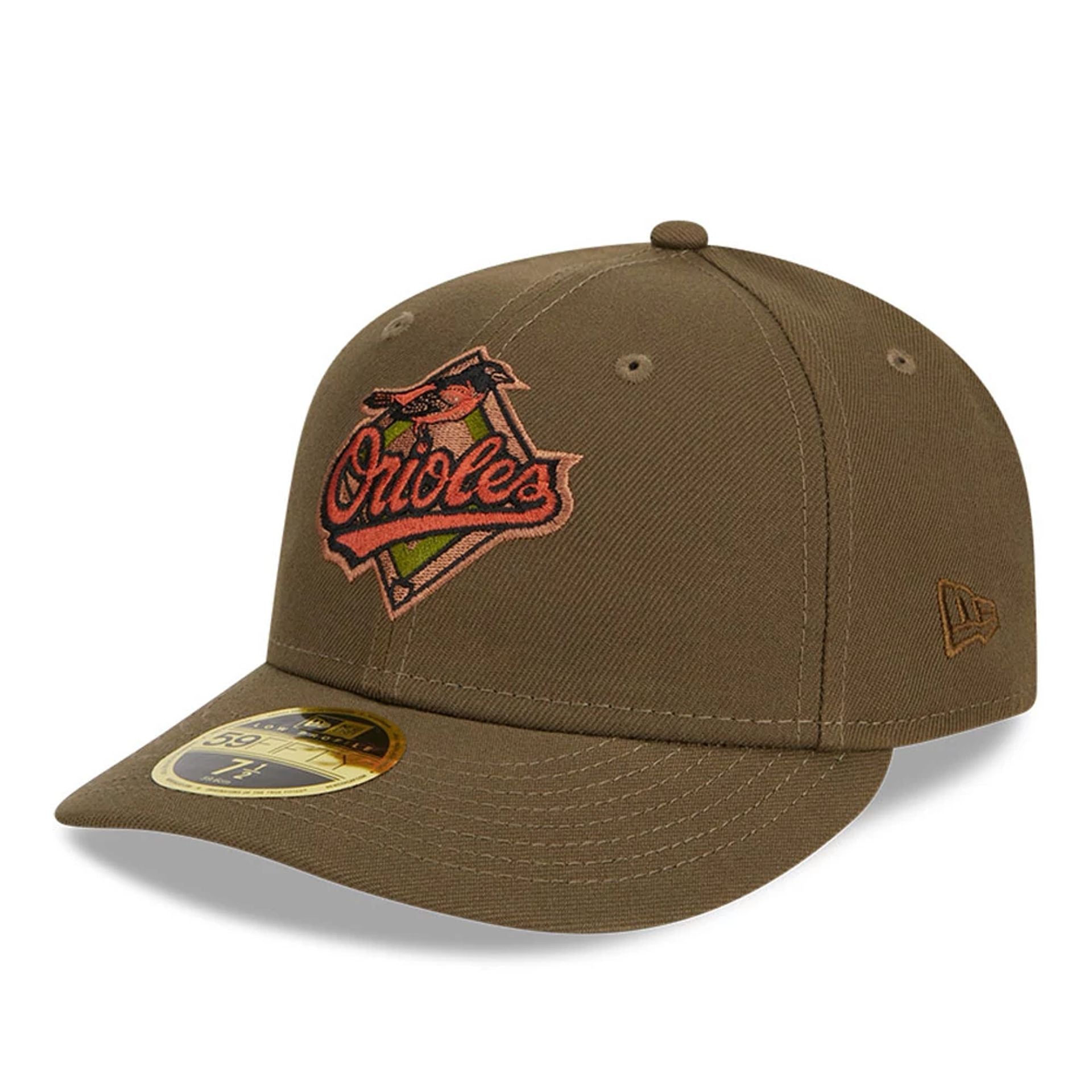 This is a Baltimore Orioles Rustic Fall Brown Low Profile 59FIFTY Fitted Cap 1