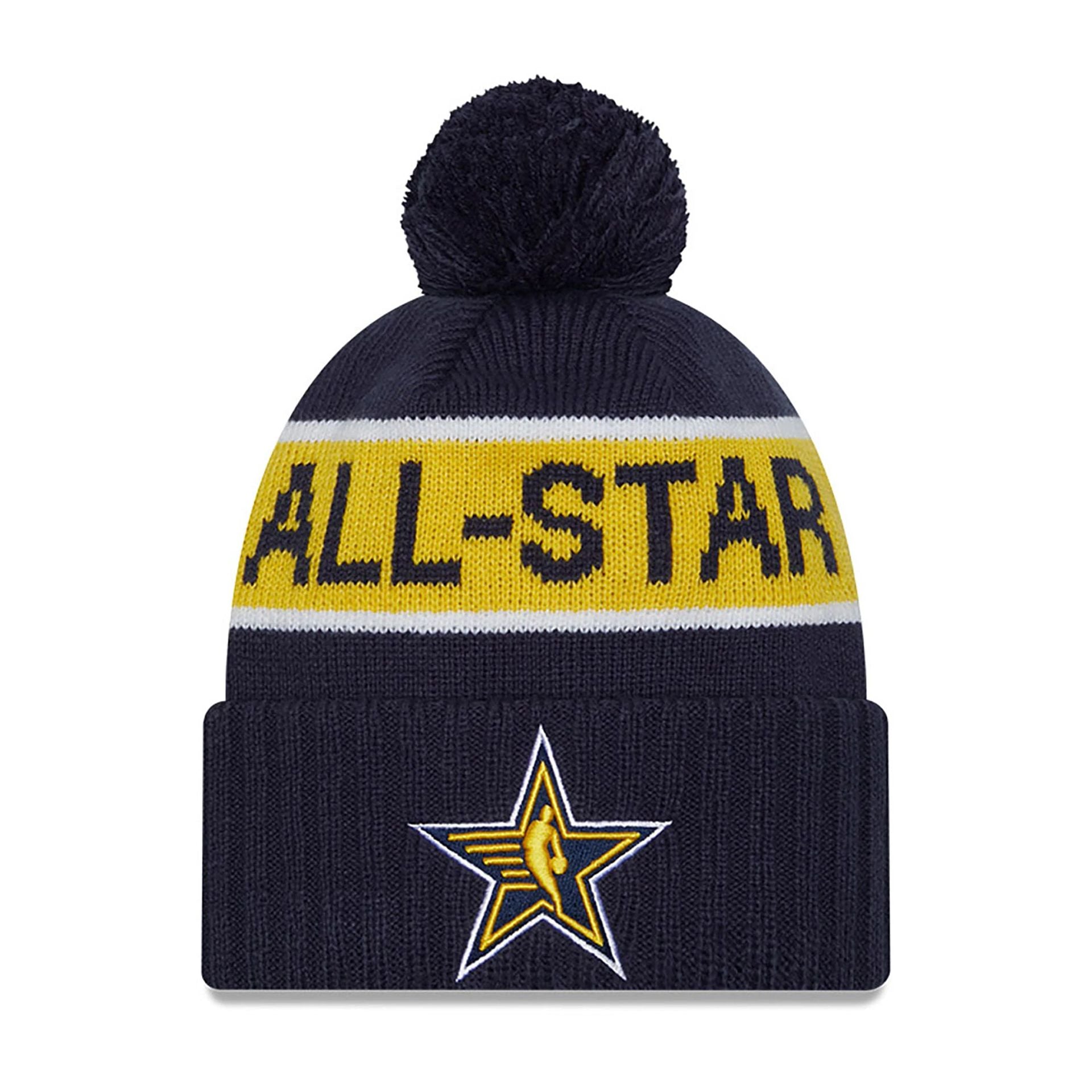 This is a NBA All Star Game Dark Blue Bobble Knit Beanie Hat 1