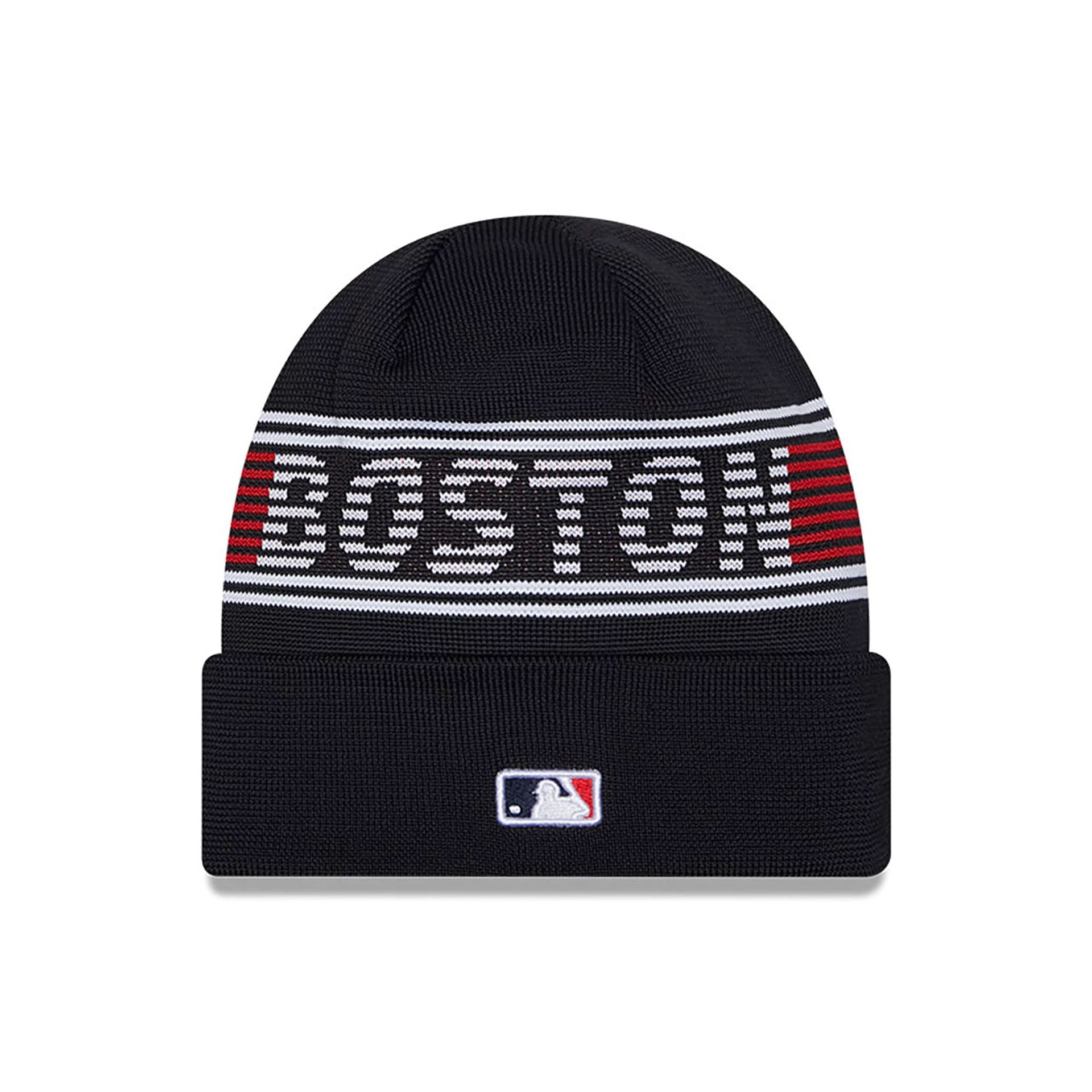 This is a Boston Red Sox City Connect Navy Sport Knit Beanie Hat 2