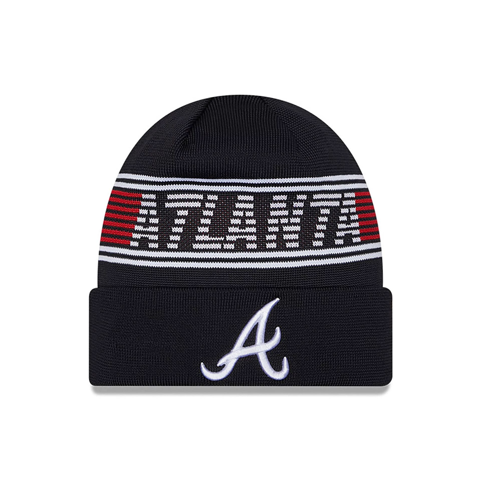 This is a Atlanta Braves City Connect Navy Sport Knit Beanie Hat 1