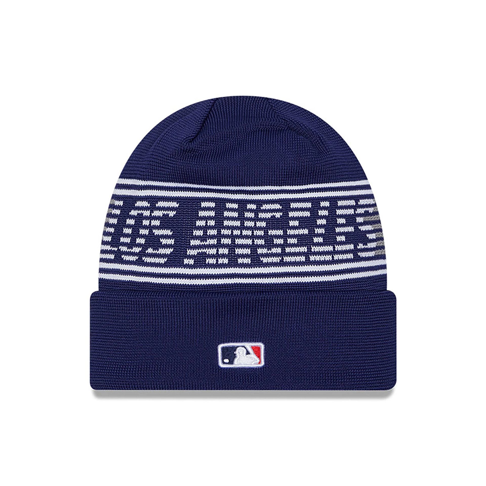 This is a LA Dodgers City Connect Dark Blue Sport Knit Beanie Hat 2