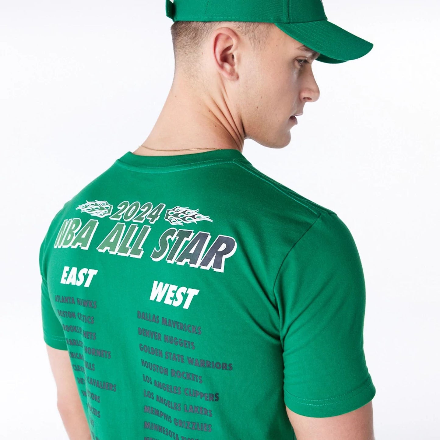 The Male model is wearing Boston Celtics NBA Rally Drive Green T-Shirt 5