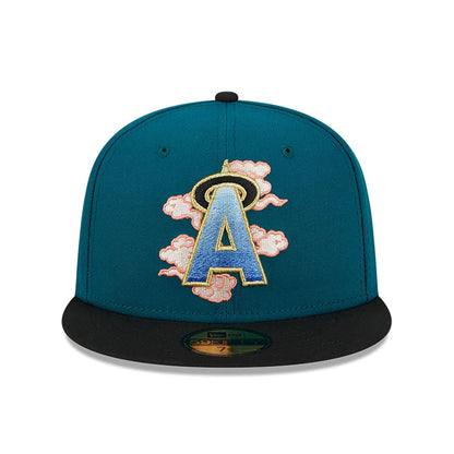 This is a LA Angels Cloud Spiral Dark Green 59FIFTY Fitted Cap 3