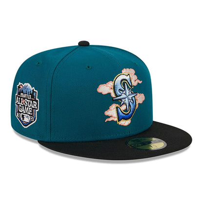 This is a Seattle Mariners Cloud Spiral Dark Green 59FIFTY Fitted Cap 1