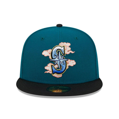 This is a Seattle Mariners Cloud Spiral Dark Green 59FIFTY Fitted Cap 3