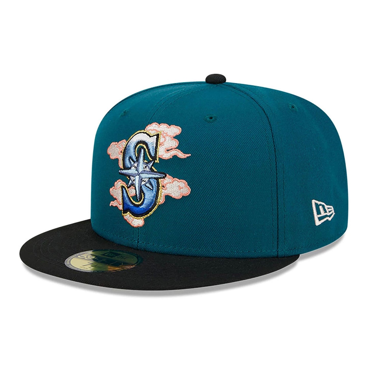 This is a Seattle Mariners Cloud Spiral Dark Green 59FIFTY Fitted Cap 4