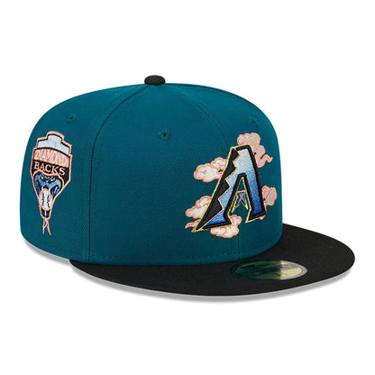 This is a Arizona Diamondbacks Cloud Spiral Dark Green 59FIFTY Fitted Cap 1