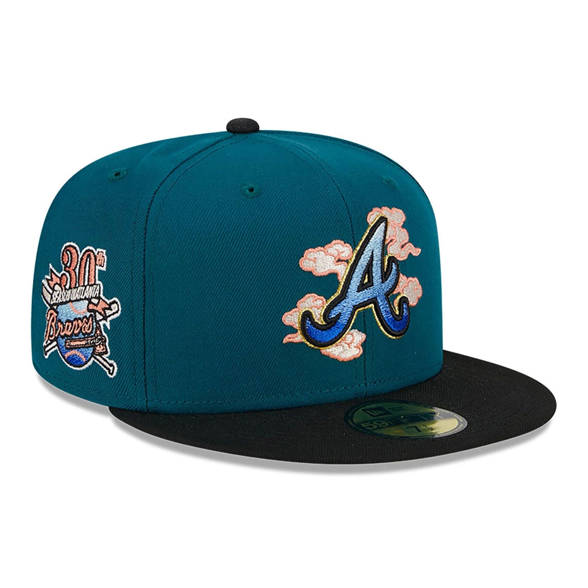 This is a Atlanta Braves Cloud Spiral Dark Green 59FIFTY Fitted Cap 1