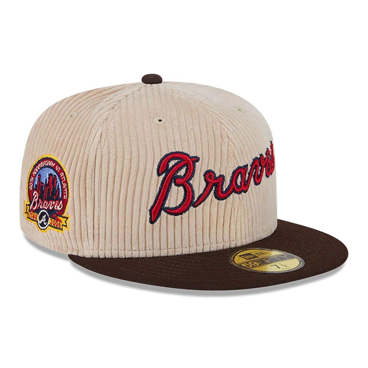 This is a Atlanta Braves Fall Cord Beige 59FIFTY Fitted Cap 1