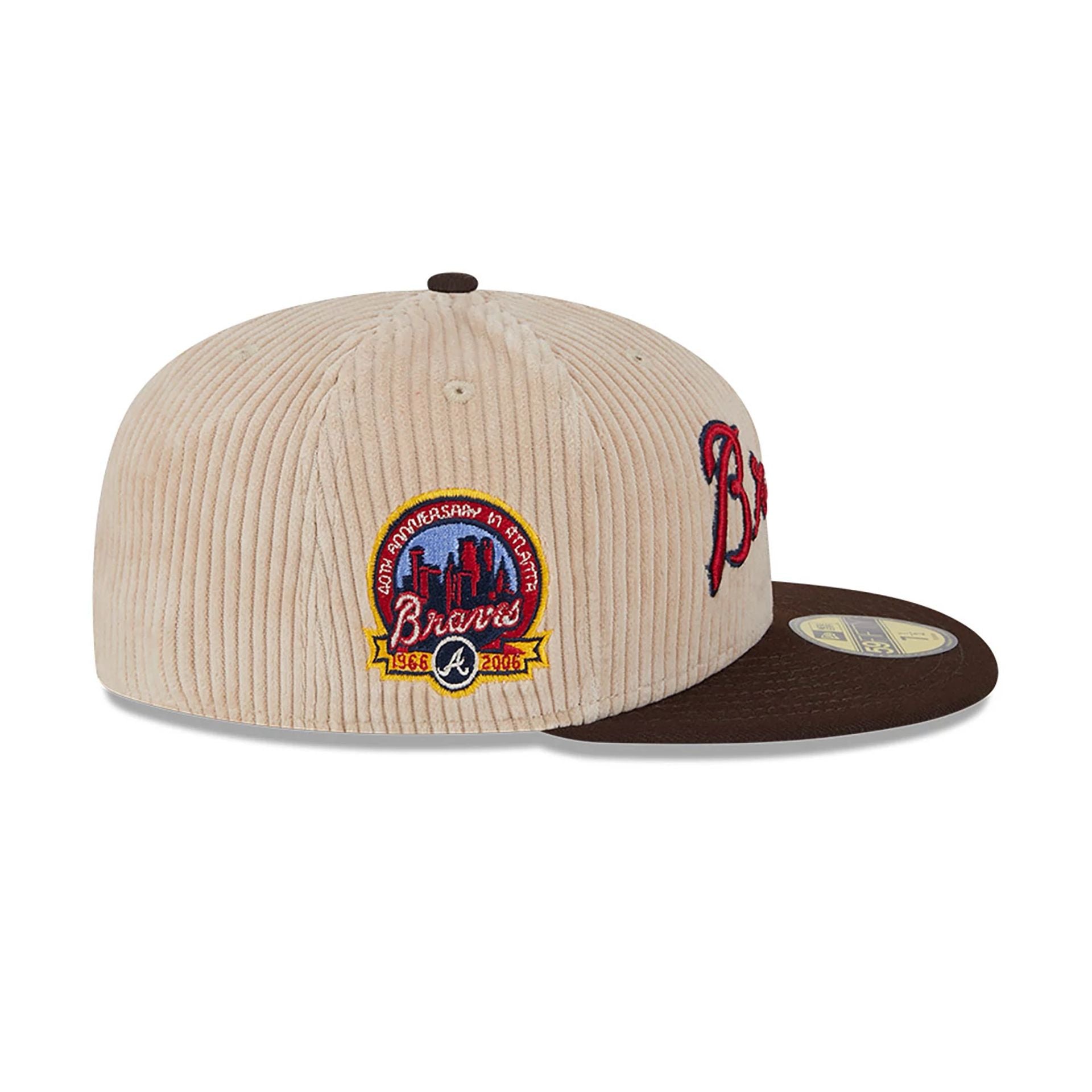 This is a Atlanta Braves Fall Cord Beige 59FIFTY Fitted Cap 6