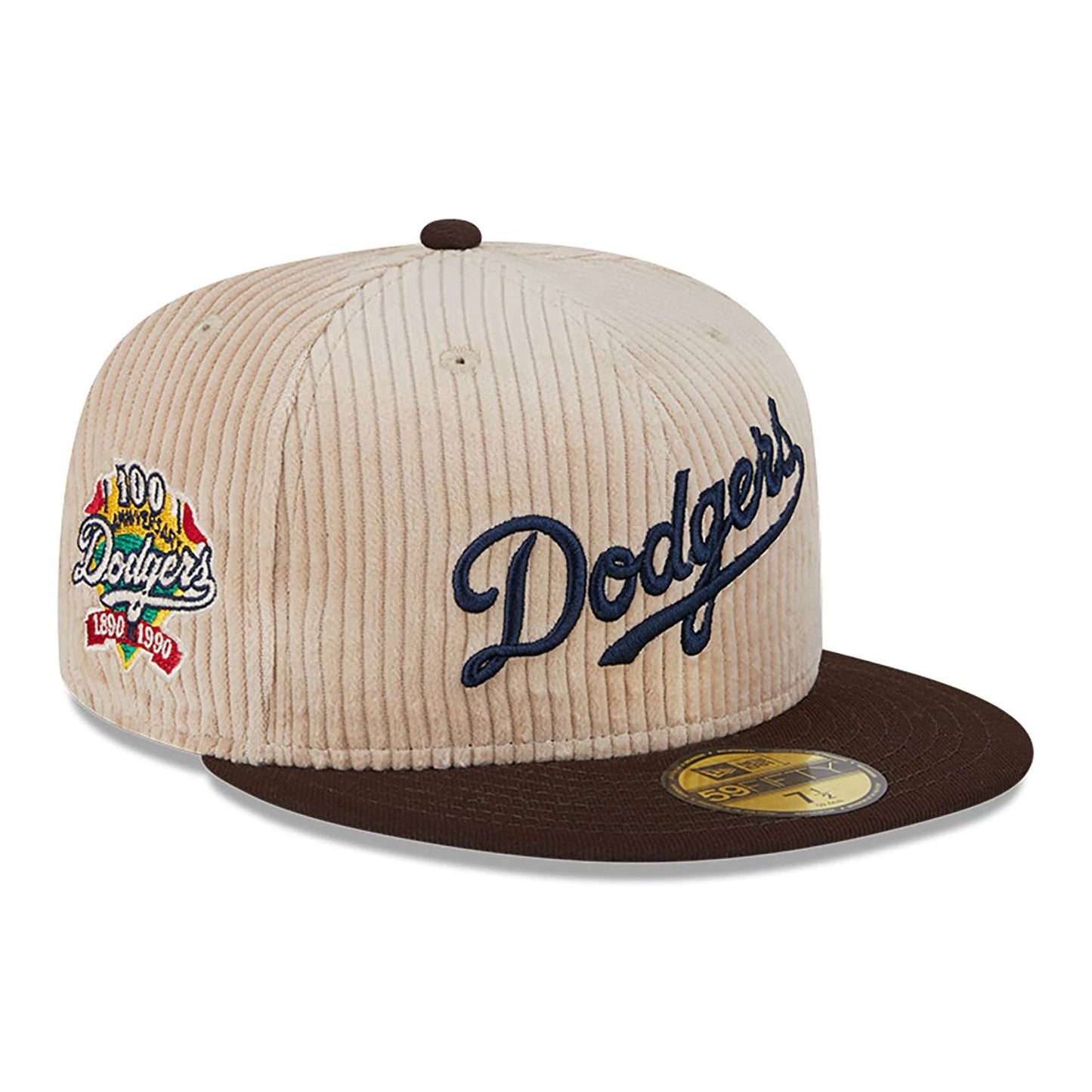 This is a LA Dodgers Fall Cord Beige 59FIFTY Fitted Cap 1