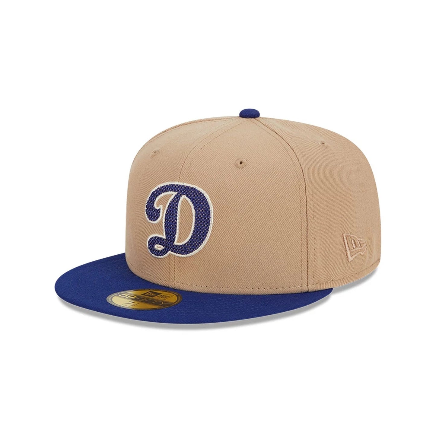 This is a LA Dodgers Needlepoint Light Beige 59FIFTY Fitted Cap 1