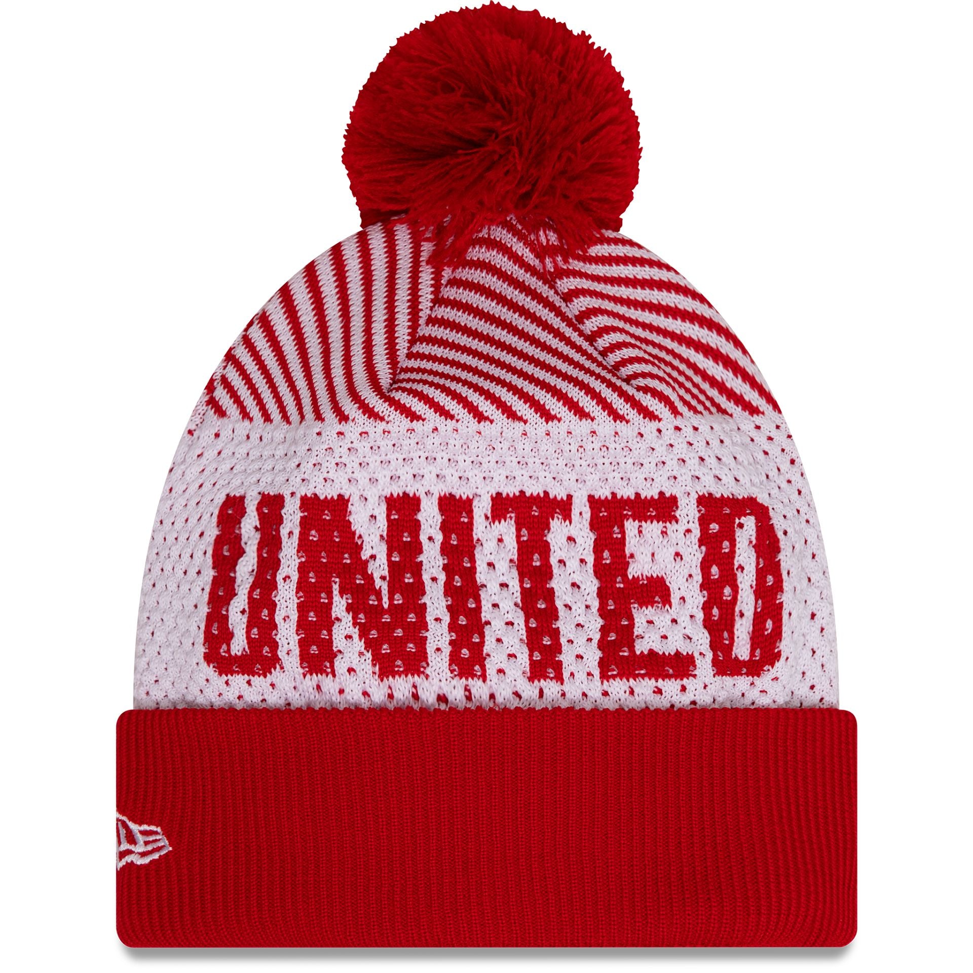 This is a Manchester United FC Youth Engineered Red Cuff Knit Beanie Hat 2