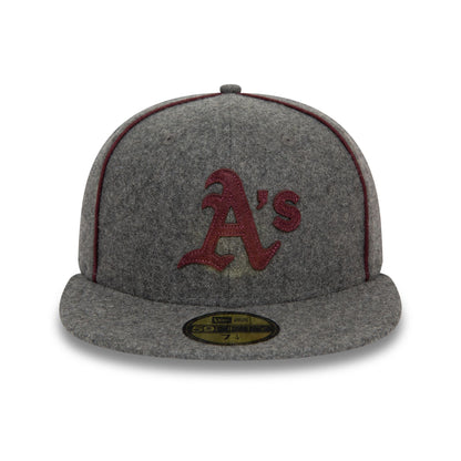 This is a Oakland Athletics Team Piping Wool Grey 59FIFTY Fitted Cap 3