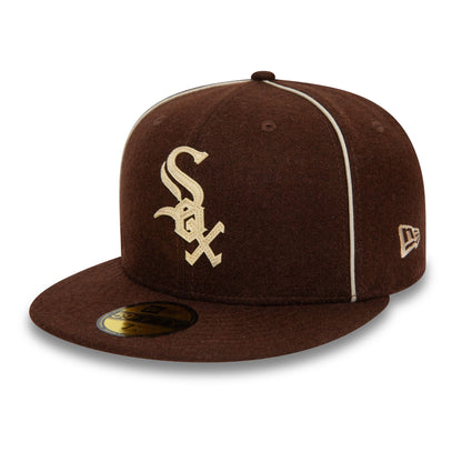 This is a Chicago White Sox Team Piping Wool Dark Brown 59FIFTY Fitted Cap 1