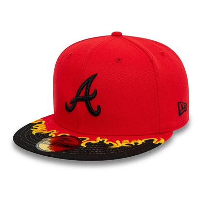 This is a Atlanta Braves MLB Flame Visor Red 59FIFTY Fitted Cap 1