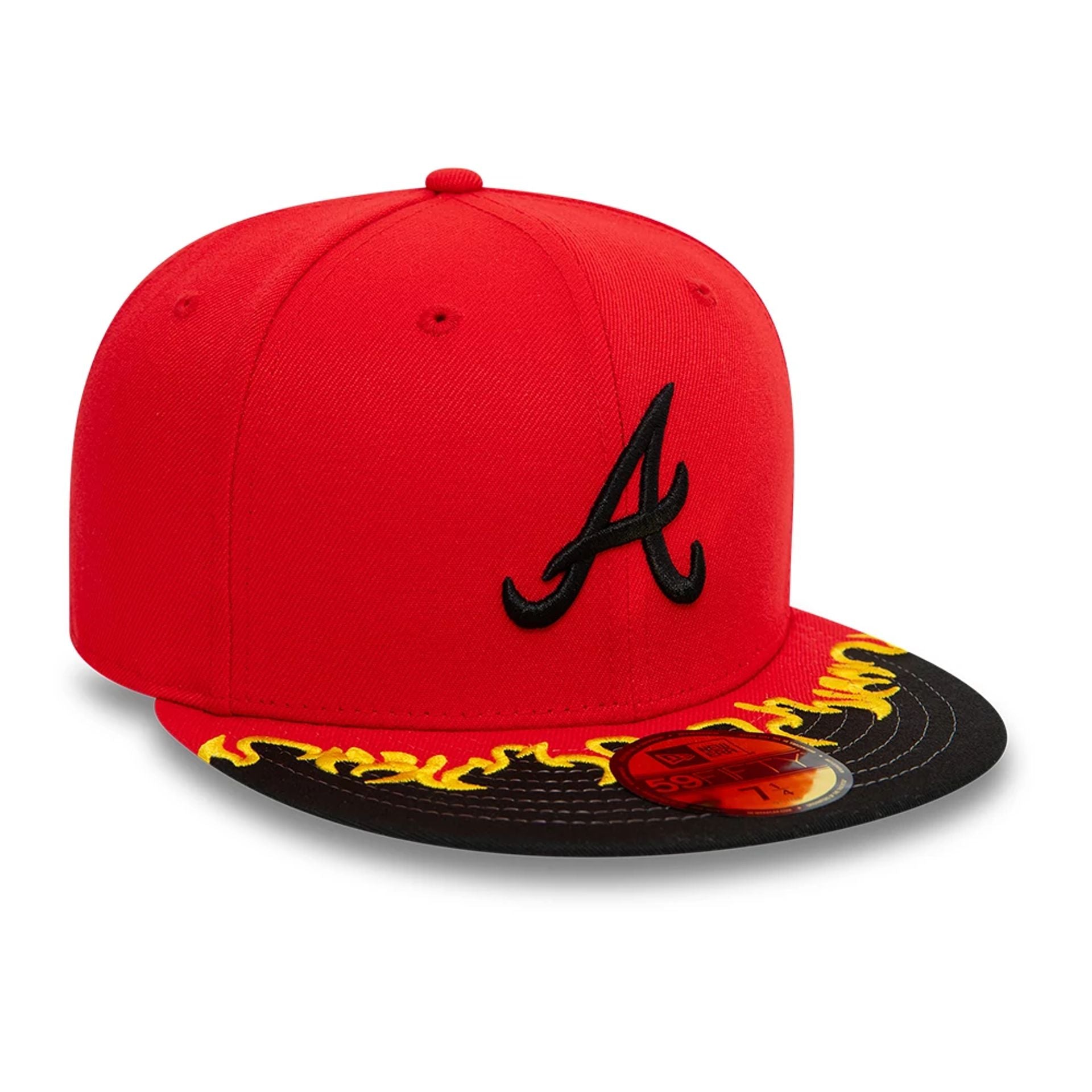 This is a Atlanta Braves MLB Flame Visor Red 59FIFTY Fitted Cap 4