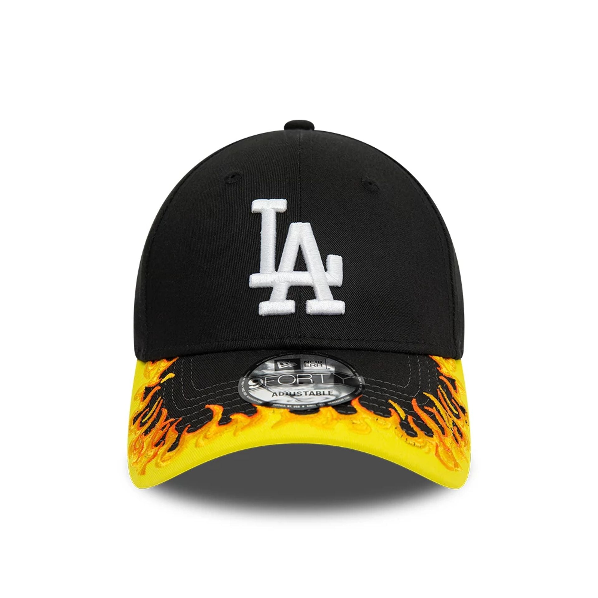 This is a LA Dodgers MLB Flame Visor Black 9FORTY Adjustable Cap 4