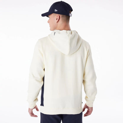 The Male model is wearing New York Yankees MLB Chrome White Pullover Hoodie 3