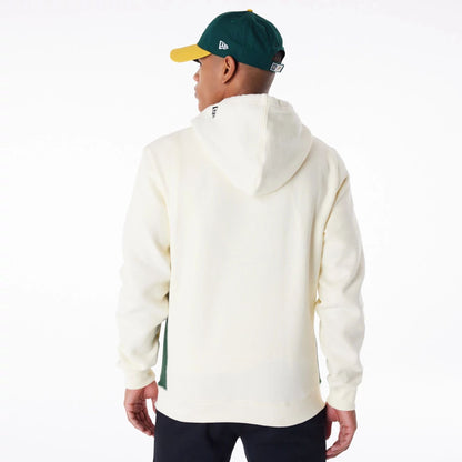 The Male model is wearing Oakland Athletics MLB Chrome White Pullover Hoodie 3