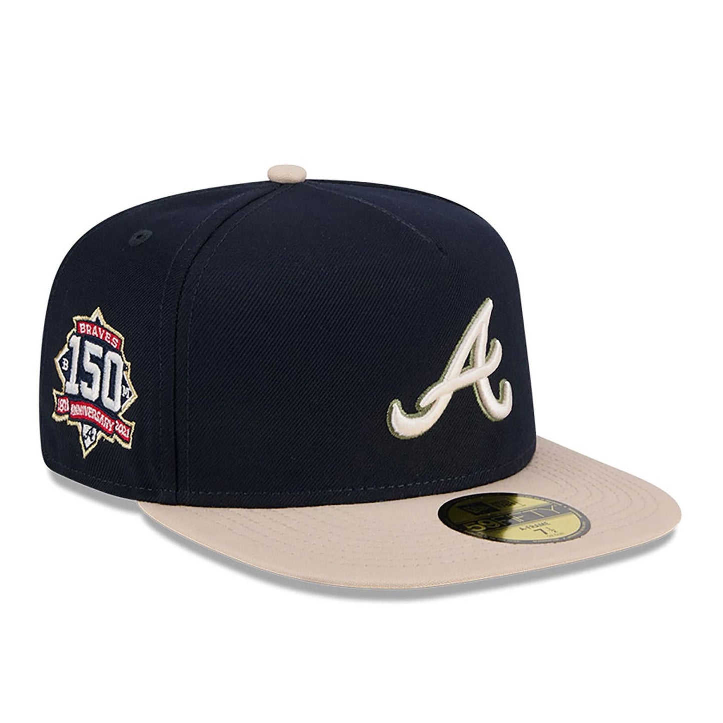 This is a Atlanta Braves Canvas Navy 59FIFTY Fitted A-Frame Cap 1