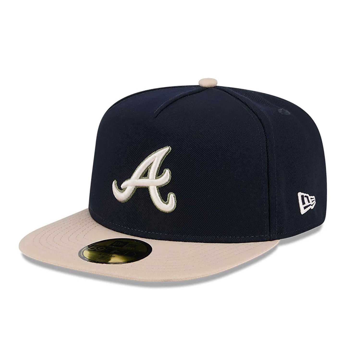 This is a Atlanta Braves Canvas Navy 59FIFTY Fitted A-Frame Cap 4