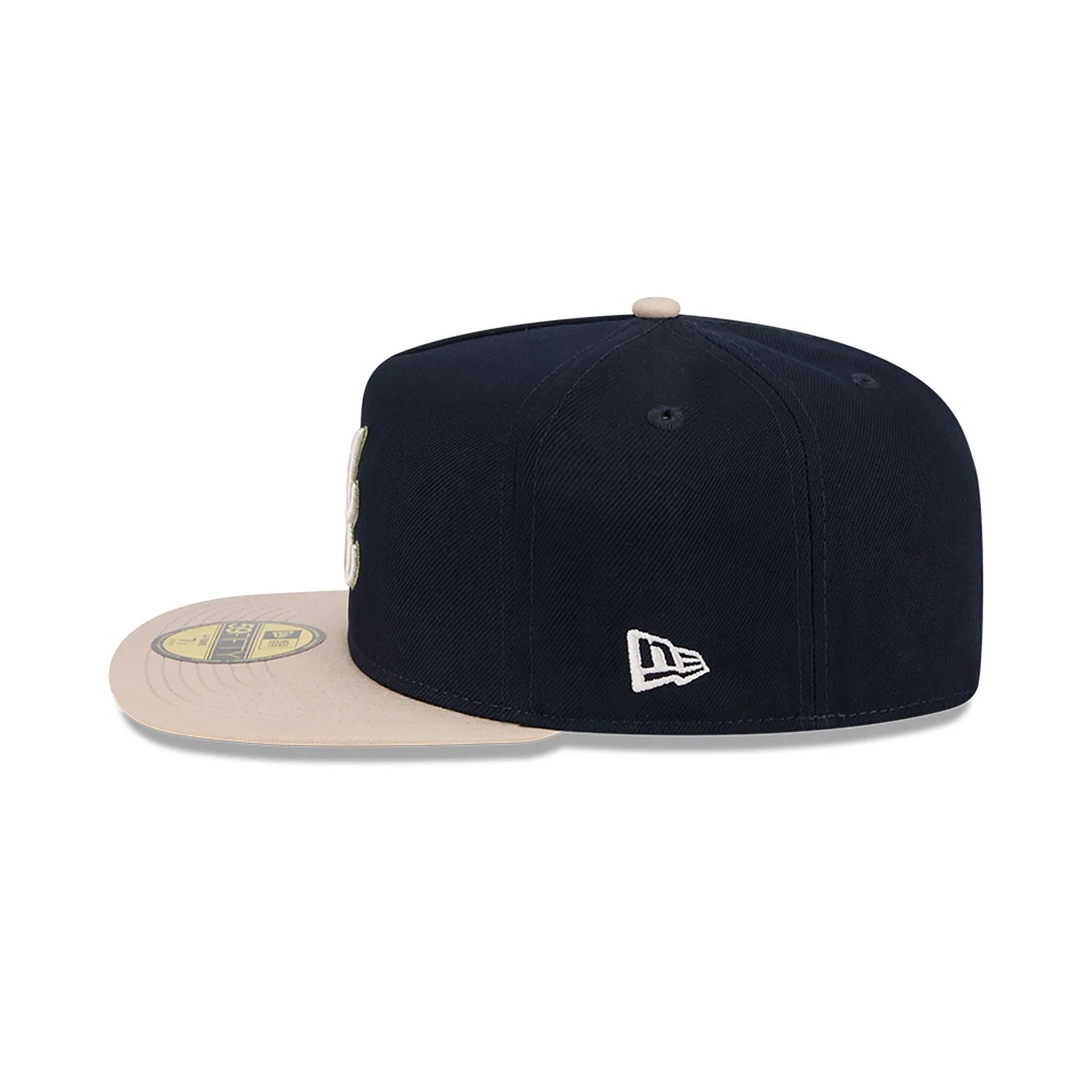 This is a Atlanta Braves Canvas Navy 59FIFTY Fitted A-Frame Cap 5