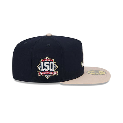 This is a Atlanta Braves Canvas Navy 59FIFTY Fitted A-Frame Cap 7