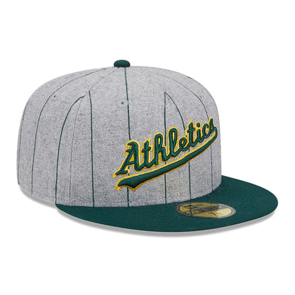 This is a Oakland Athletics Heather Pinstripe Grey 59FIFTY Fitted Cap 3