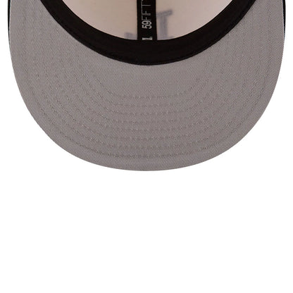 This is a LA Dodgers Leather Visor Chrome White 59FIFTY Fitted Cap 2