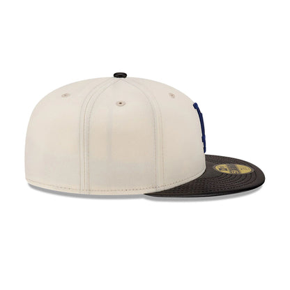 This is a LA Dodgers Leather Visor Chrome White 59FIFTY Fitted Cap 6