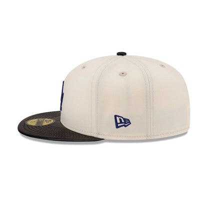 This is a LA Dodgers Leather Visor Chrome White 59FIFTY Fitted Cap 7