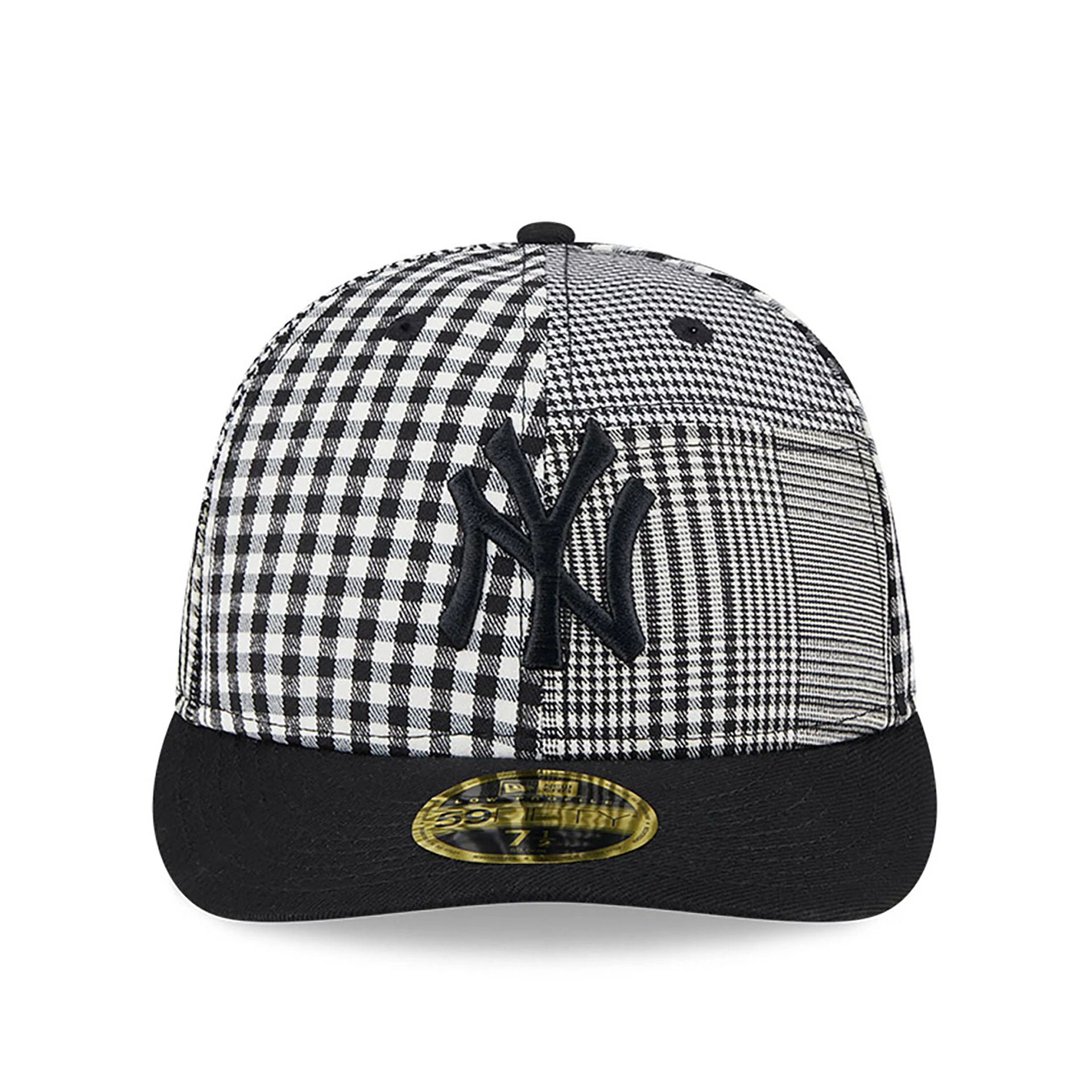 This is a New York Yankees Patch Plaid Black Low Profile 59FIFTY Fitted Cap 4