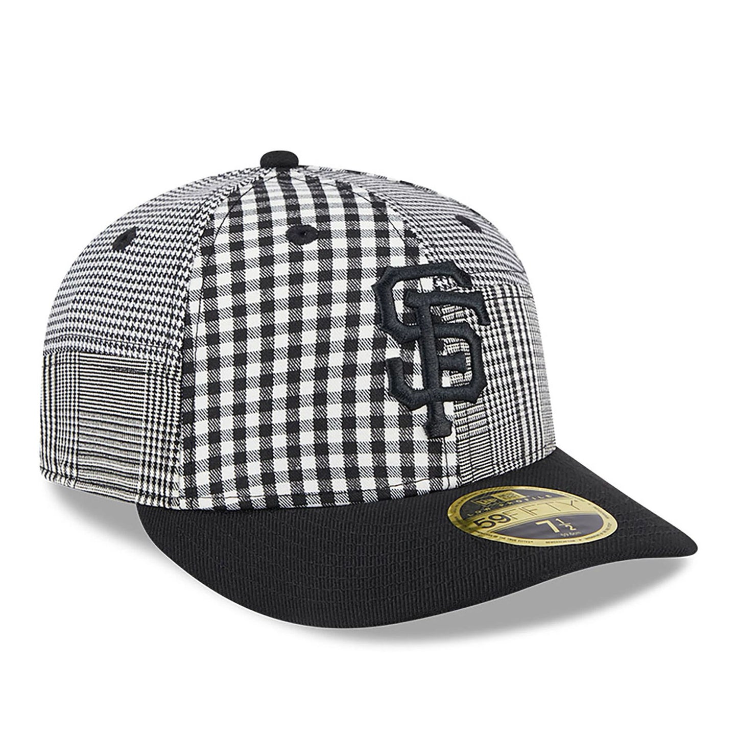 This is a San Francisco Giants Patch Plaid Black Low Profile 59FIFTY Fitted Cap 4